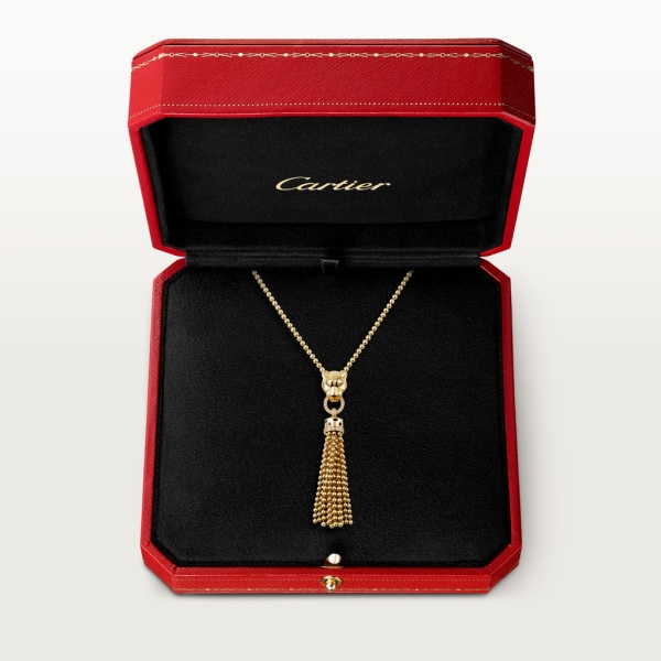 Panthère de Cartier卡地亚猎豹项链 黄金，黑漆，沙弗莱石榴石，缟玛瑙，钻石