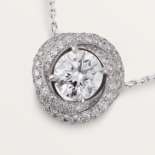 Trinity Ruban pendant, brilliant-cut diamond, paved  White gold, diamonds
