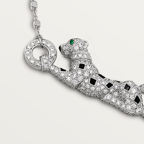 Panthère de Cartier pendant, paved White gold, emeralds, diamonds