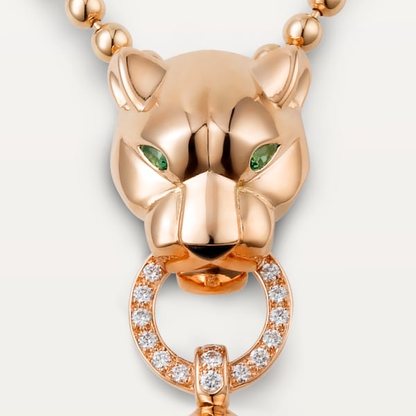 Panthère de Cartier卡地亚猎豹项链 玫瑰金，沙弗莱石榴石，缟玛瑙，黑漆，钻石。