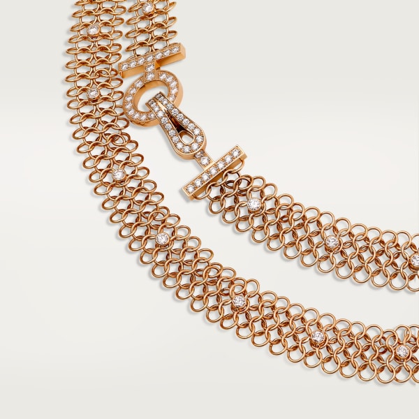 Agrafe necklace Rose gold, diamonds