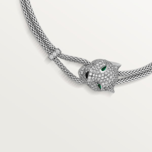 Panthère de Cartier卡地亚猎豹项链 白金，钻石，祖母绿，缟玛瑙