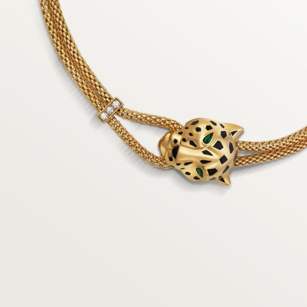 Panthère de Cartier卡地亚猎豹项链 黄金，亮漆，钻石，沙弗莱石榴石，缟玛瑙