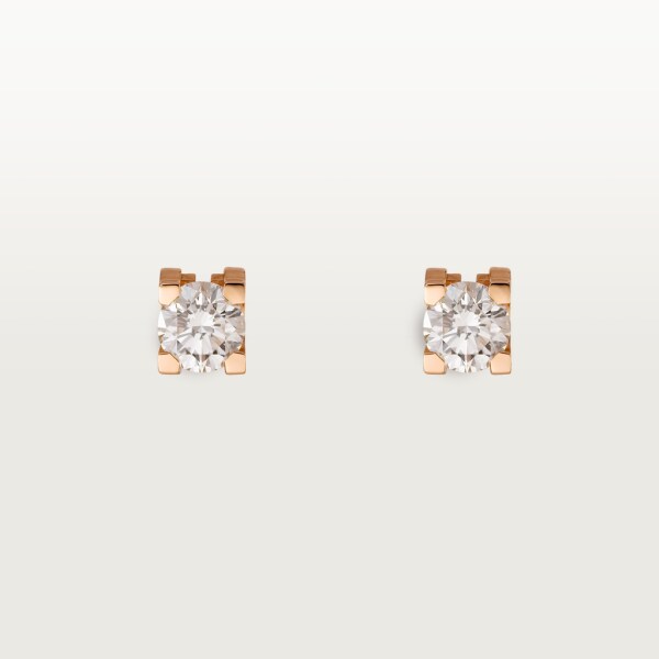 C de Cartier earrings Rose gold, diamonds