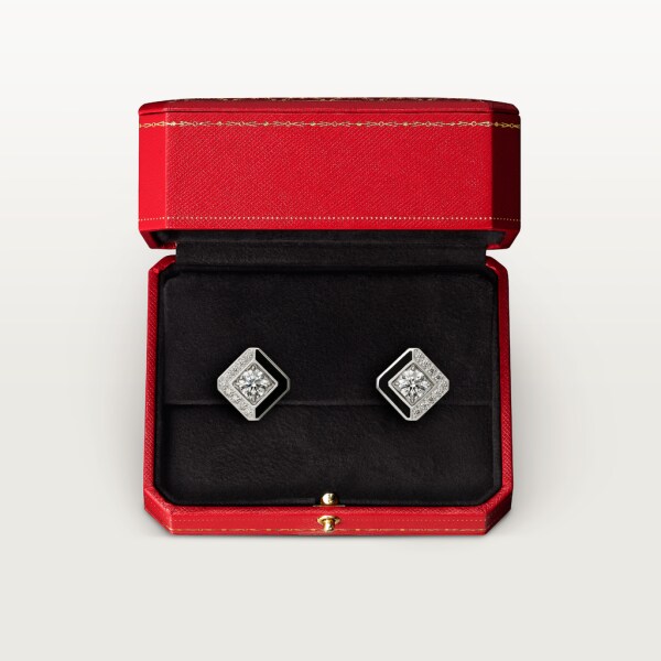 Galanterie de Cartier earrings White gold, black lacquer, diamonds