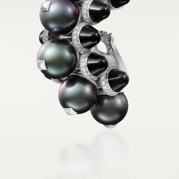 Clash de Cartier earring Large Model Rhodium-finish white gold, Tahiti pearls, onyx, diamonds