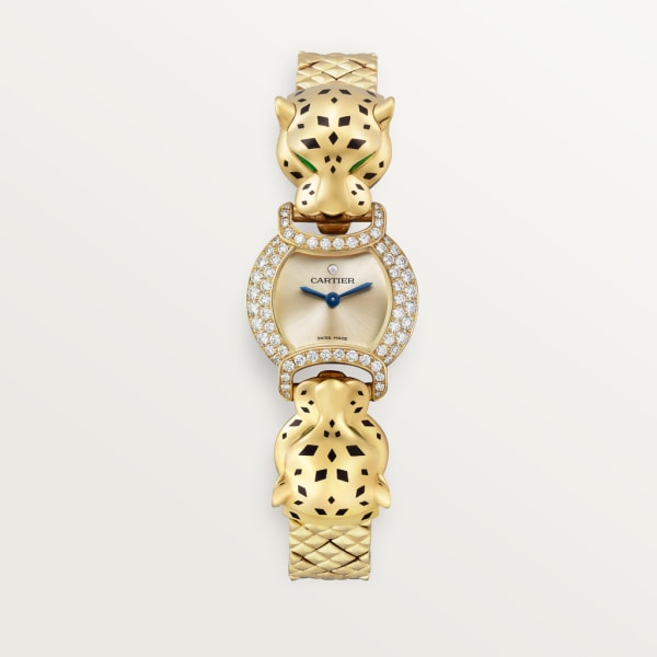 La Panthère de Cartier watch 22.2 mm, quartz movement, yellow gold, diamonds, metal strap