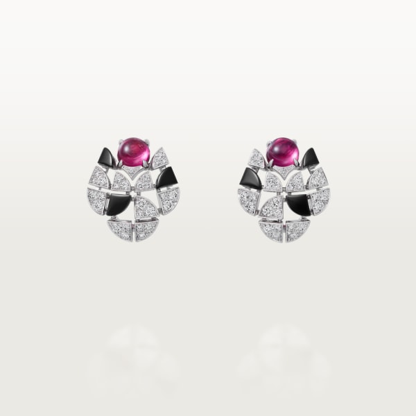 Beautés du Monde earrings White gold, rubellite, onyx, diamonds