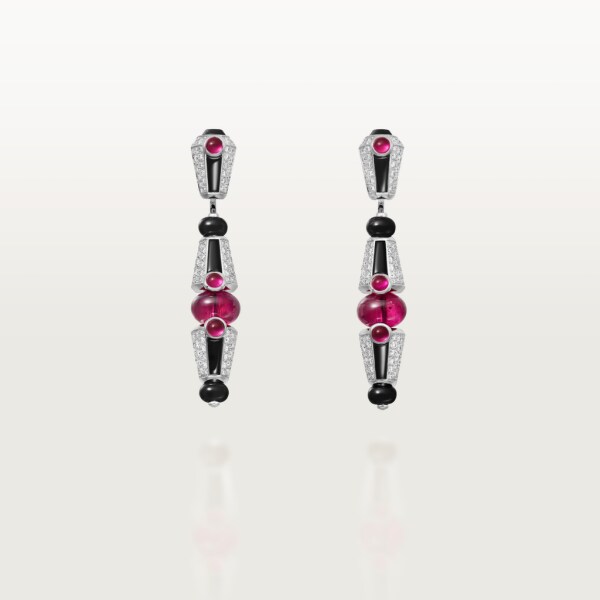 Beautés du Monde earrings White gold, rubellite, onyx, diamonds