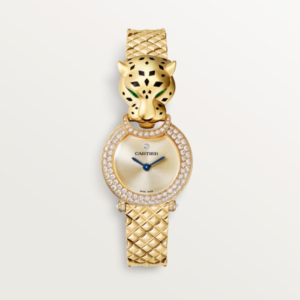 La Panthère de Cartier watch 23.6 mm, quartz movement, 18K yellow gold, diamonds, metal bracelet