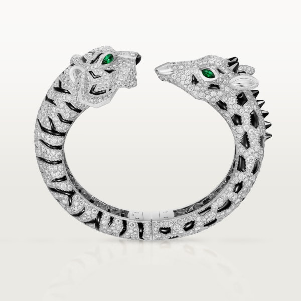 Indomptables de Cartier手镯 白金，缟玛瑙，祖母绿，钻石