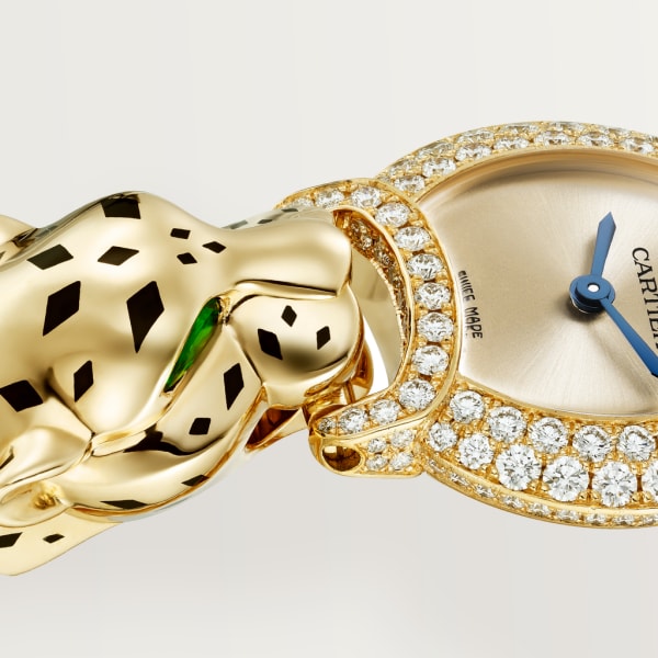 La Panthère de Cartier 腕表 22.2 毫米，石英机芯，黄金，钻石，金属表链