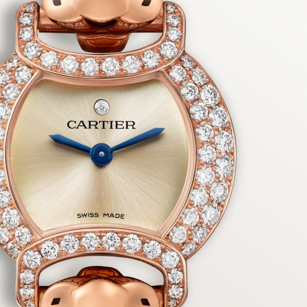 La Panthère de Cartier 腕表 22.2 毫米，石英机芯，玫瑰金，钻石，金属表链