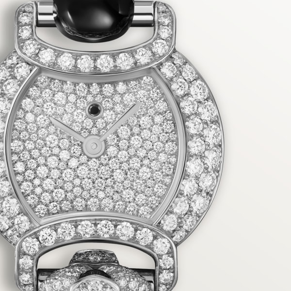 Indomptables de Cartier腕表 22.2 毫米，石英机芯，镀铑白金，祖母绿，钻石，尖晶石，缟玛瑙，金属表链