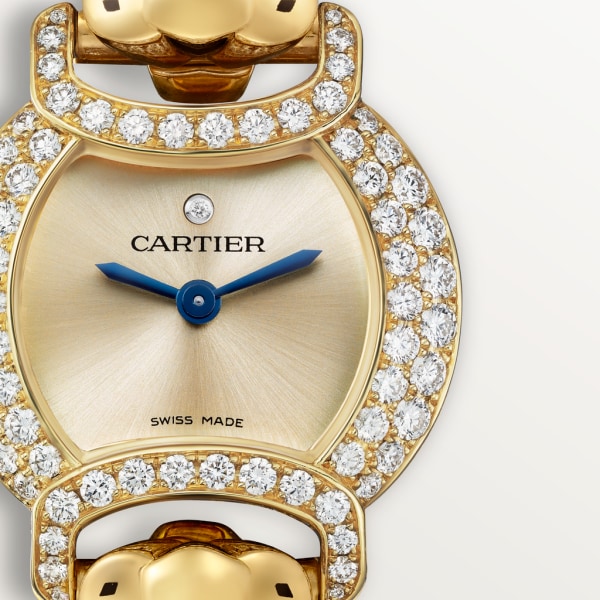 La Panthère de Cartier watch 22.2 mm, quartz movement, yellow gold, diamonds, metal strap