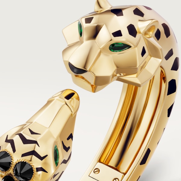 Indomptables de Cartier bracelet Yellow gold, onyx, black lacquer, tsavorite garnets