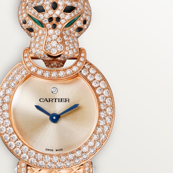 La Panthère de Cartier 腕表 23.6毫米，石英机芯，玫瑰金，钻石，金属表链