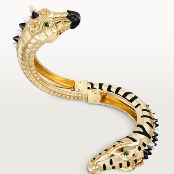 Indomptables de Cartier bracelet Yellow gold, onyx, moonstone, black lacquer, tsavorite garnets