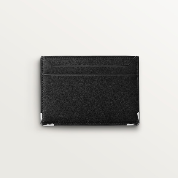 Double card holder, Must de Cartier Black calfskin, palladium finish