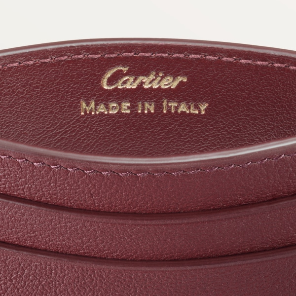 双卡片夹，Must de Cartier系列 酒红色小牛皮，镀金饰面