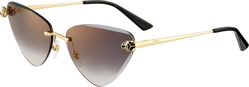 Panthère de Cartier SunglassesSmooth golden-finish metal, grey lenses with golden flash