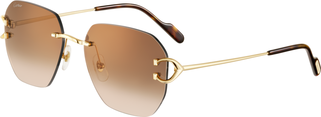 Signature C de Cartier SunglassesSmooth and brushed golden-finish metal, graduated brown lenses