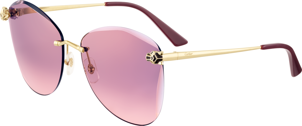 Panthère de Cartier SunglassesSmooth golden-finish metal, graduated pink-purple lenses with golden flash