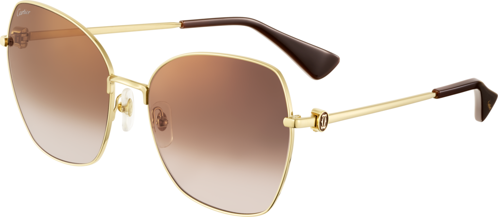 Signature C de Cartier SunglassesSmooth golden-finish metal, graduated brown lenses with golden flash