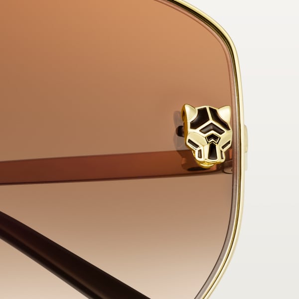 Panthère de Cartier卡地亚猎豹太阳眼镜 抛光镀金饰面金属，金色闪光渐变棕色镜片