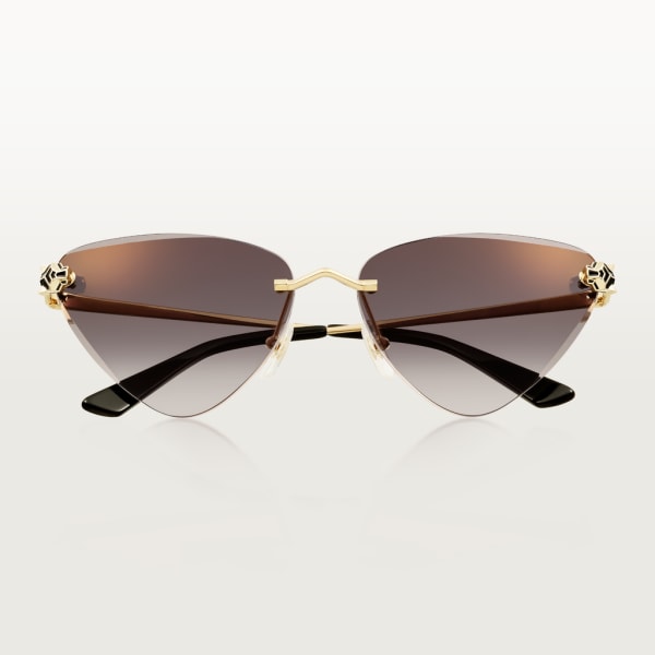 Panthère de Cartier Sunglasses Smooth golden-finish metal, grey lenses with golden flash