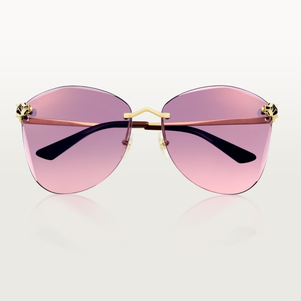 Panthère de Cartier Sunglasses Smooth golden-finish metal, graduated pink-purple lenses with golden flash