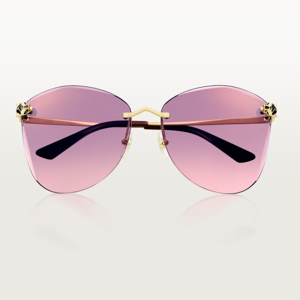 Panthère de Cartier卡地亚猎豹太阳眼镜 抛光镀金饰面金属，金色闪光渐变粉色-紫色镜片