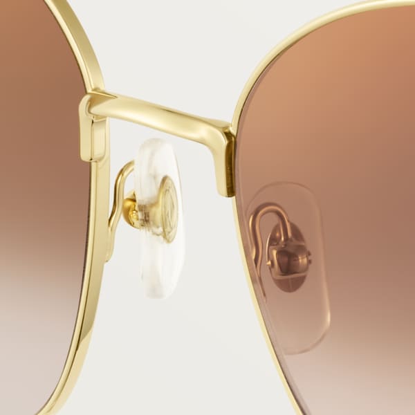 Signature C de Cartier太阳眼镜 抛光镀金饰面金属，金色闪光渐变棕色镜片