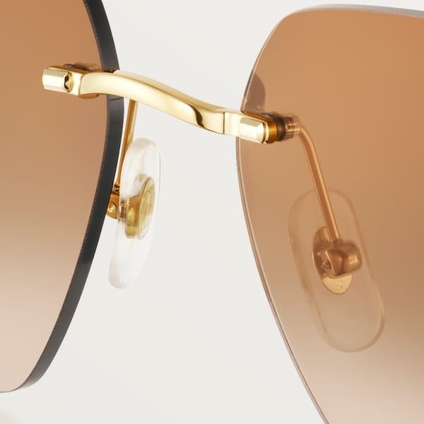 Signature C de Cartier Sunglasses Smooth and brushed golden-finish metal, graduated brown lenses