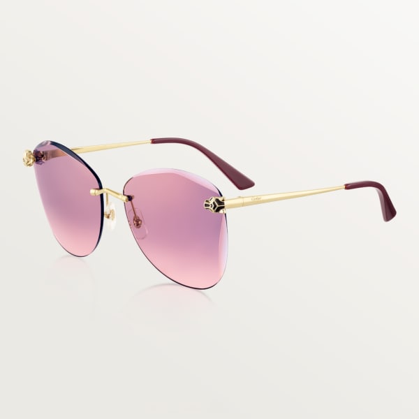 Panthère de Cartier Sunglasses Smooth golden-finish metal, graduated pink-purple lenses with golden flash