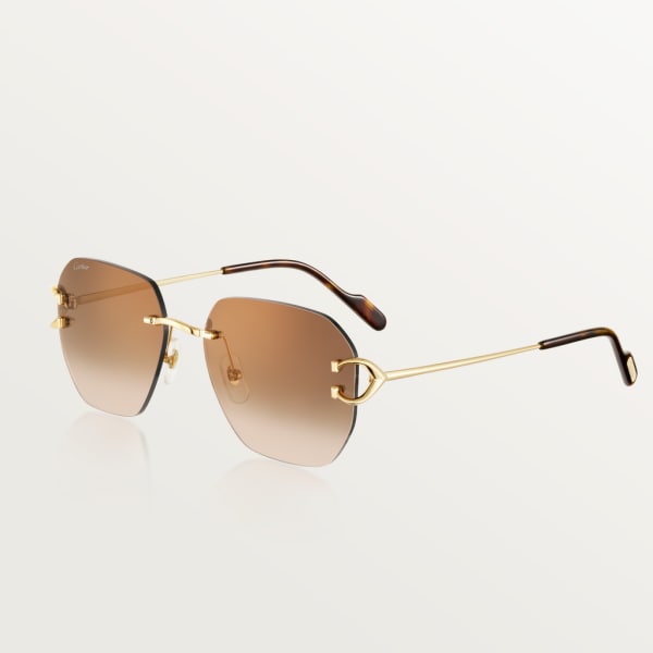 Signature C de Cartier Sunglasses Smooth and brushed golden-finish metal, graduated brown lenses