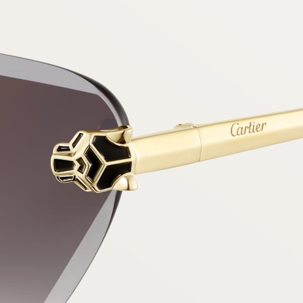 Panthère de Cartier Sunglasses Smooth golden-finish metal, grey lenses with golden flash