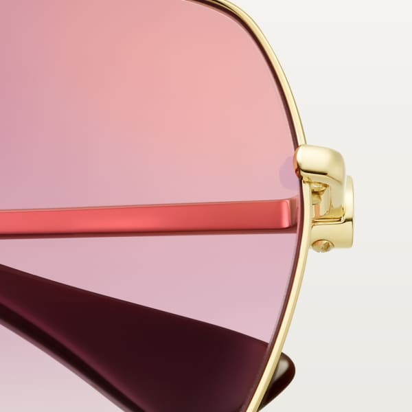 Signature C de Cartier Sunglasses Smooth golden-finish metal, graduated cyclamen lenses with golden flash