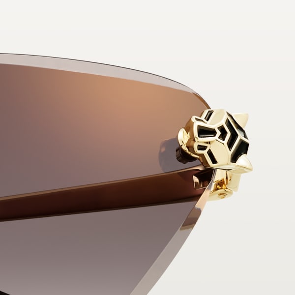 Panthère de Cartier卡地亚猎豹太阳眼镜 抛光镀金饰面金属，金色闪光灰色镜片