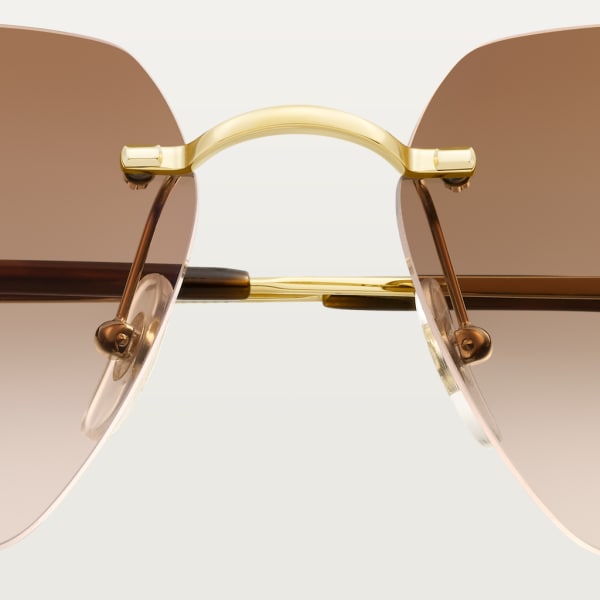 Signature C de Cartier Sunglasses Smooth and brushed golden-finish metal, graduated brown lenses