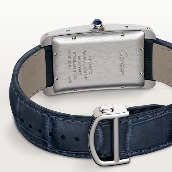 Tank Américaine watch Large model, steel, leather