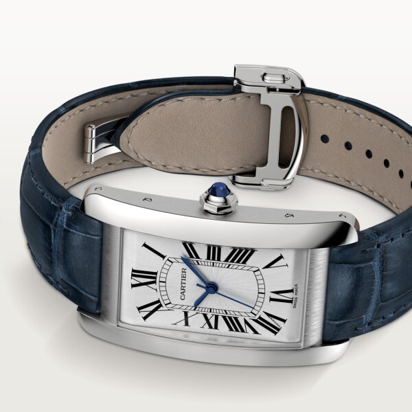 Tank Américaine watch Large model, steel, leather