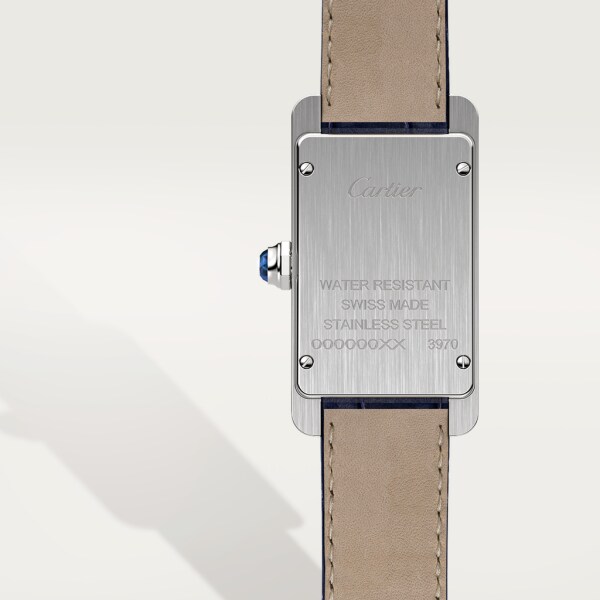 Tank Américaine watch Small model, quartz movement, steel, leather