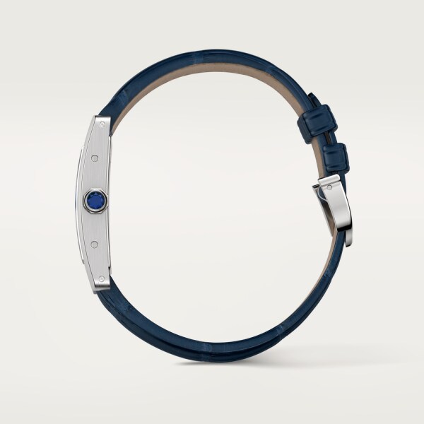 Tank Américaine watch Small model, quartz movement, steel, leather