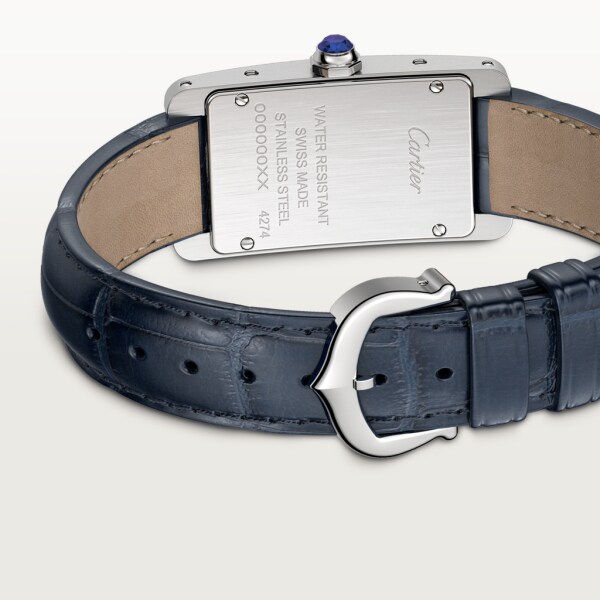 Tank Américaine watch Small model, quartz movement, steel, leather