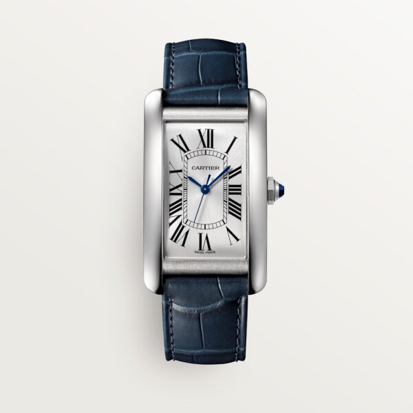 Tank Américaine watch Large model, steel, leather