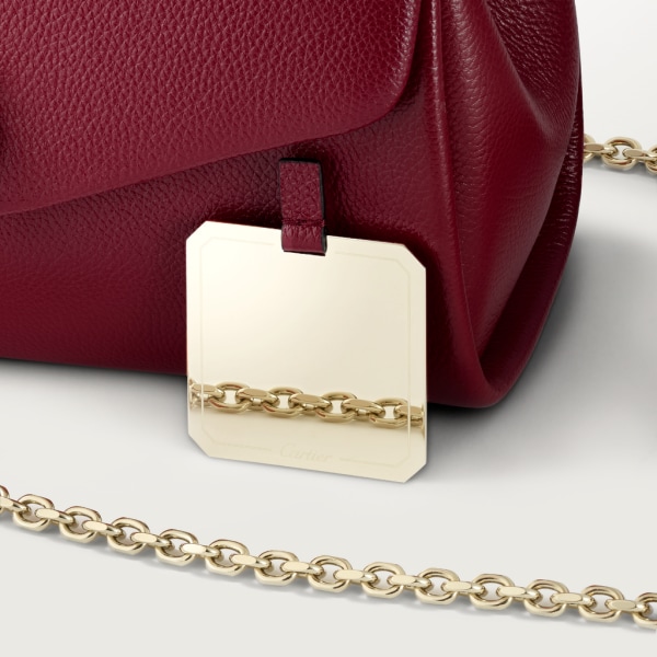Panthère de Cartier bag, chain bag, small model Burgundy calfskin, golden finish