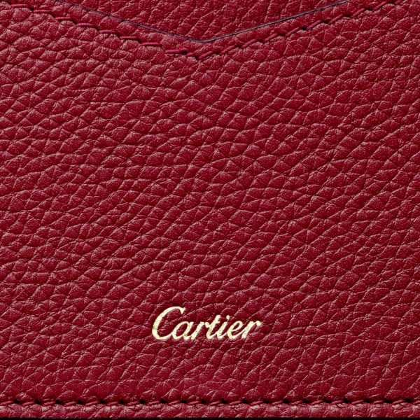 Panthère de Cartier卡地亚猎豹系列小皮具，卡片夹 酒红色小牛皮，金色饰面