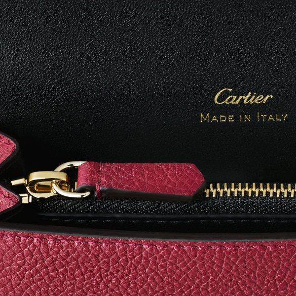 Panthère de Cartier卡地亚猎豹系列小皮具，卡片夹 酒红色小牛皮，金色饰面