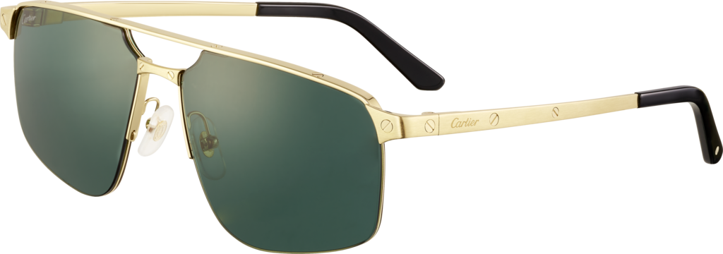 Santos de Cartier SunglassesSmooth golden-finish metal, green lenses